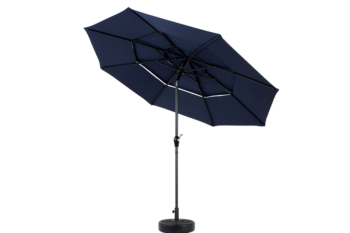 Outdoor Umbrella 14.8 Ft Double Sided Rectangular Large with Crank, Navy Blue