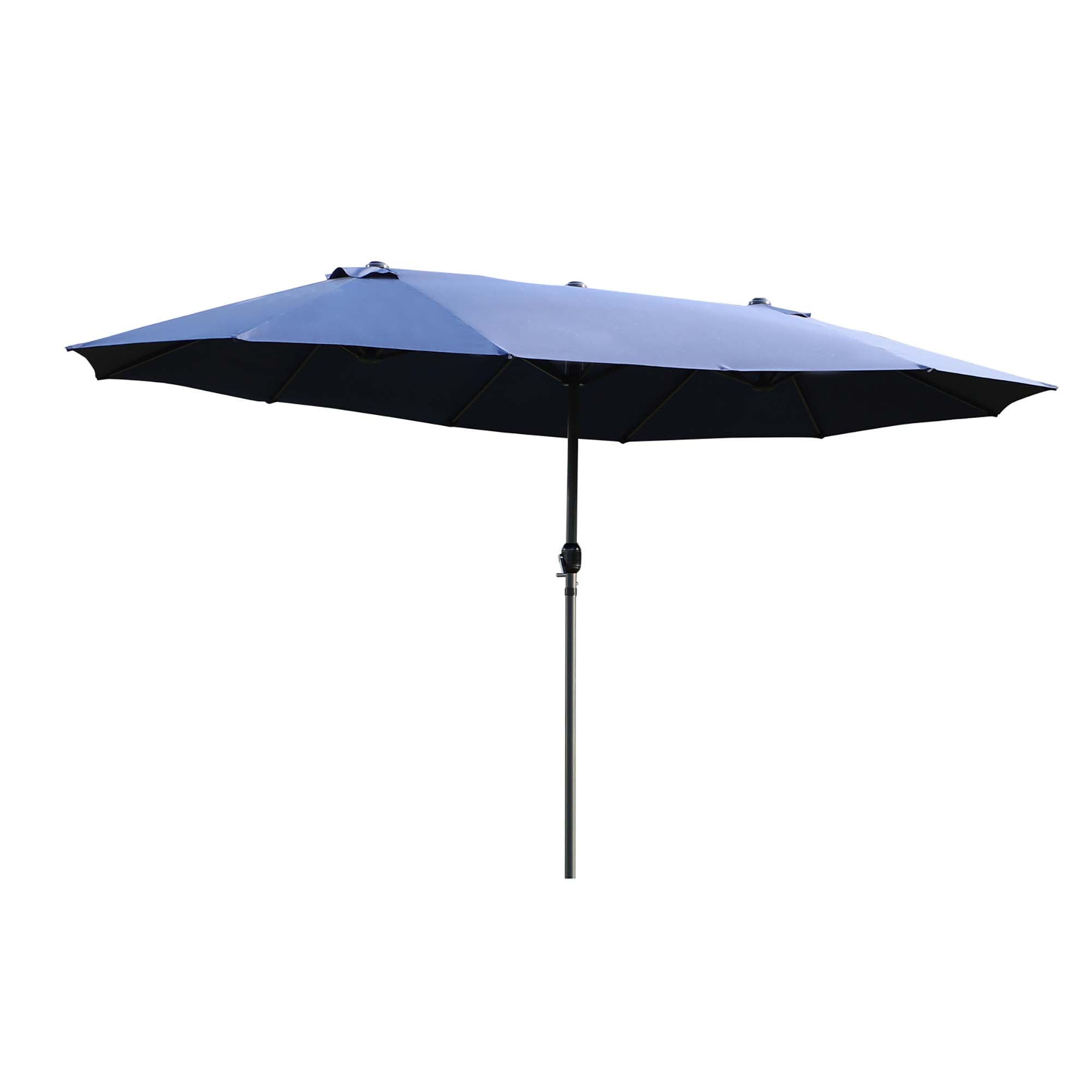 Parasol Double Patio Umbrella, Hand Crank, Blue