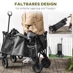 Folding Handcart, 120 kg Load, Adjustable Handle, Side Pockets & Folding Board, Dark Grey