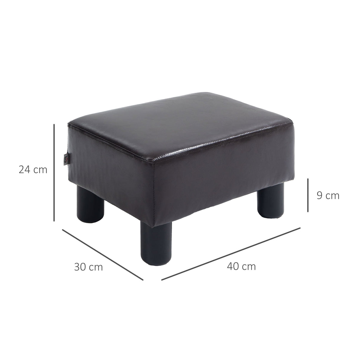 Footstool/Ottoman, Rectangular Footrest, Faux Leather