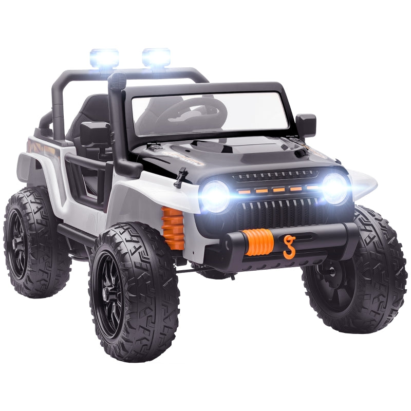 Electric Ride-on Car with Parent-Child Seat and Remote Control, White