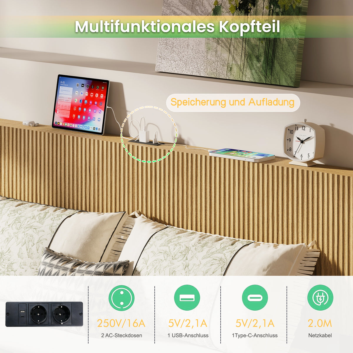 Pull-Out Bed with Bookshelf Headboard 90-180x200cm, Solid Wood & MDF