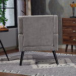 Mid-Century Modern Armchair with Buttoned Padding and Solid Wood Legs, Black Suede