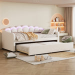 Daybed Sofa Bed 90x200cm Pull-out Bed Ambient Light Remote - Velvet Beige