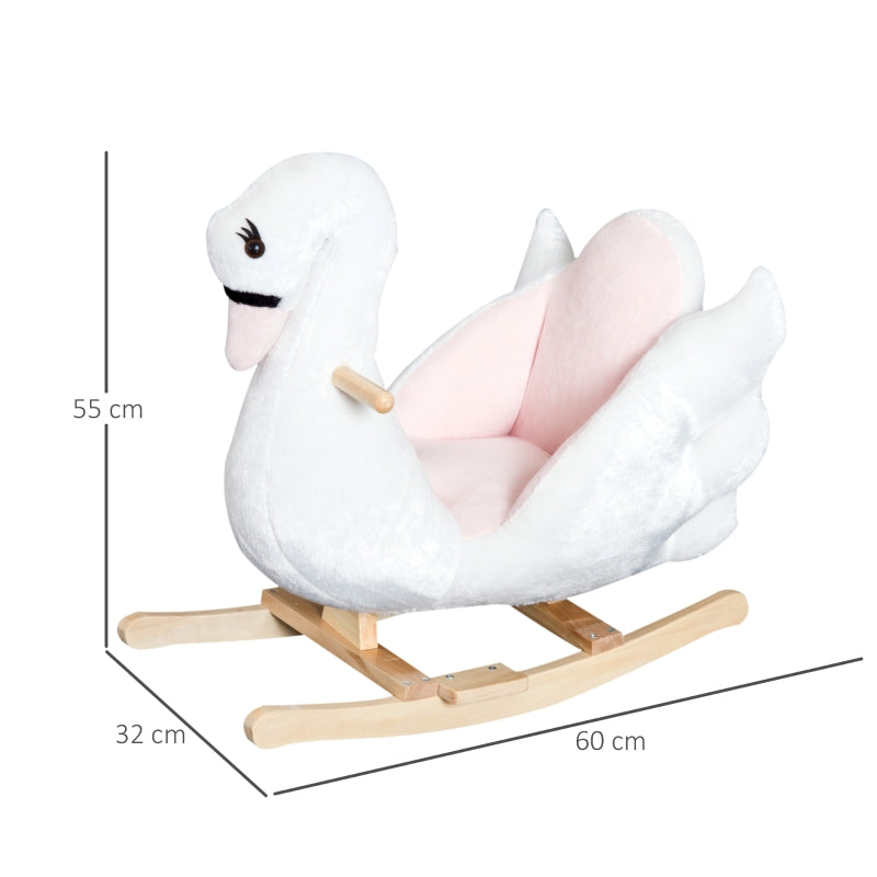 Rocking horse for children, cuddly rocking animal, pink and white