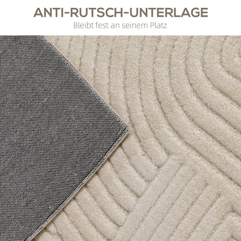 Machine-Woven Rug, 15mm High, Non-Slip, Cream White