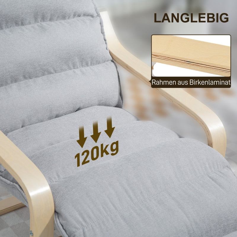 Lounge Chair, Adjustable Footrest, Rocking, Reading, Light Gray Velvet