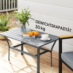 Side Table, Slat Design Weatherproof Outdoor, Metal Dark Gray