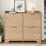 Shoe Cabinet with 4 Flip Drawers and 3D Textured Front, Space-Saving Entryway Storage, Wood White
