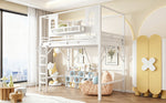 Children's Loft Bed 90x200 cm with Roof Design, White Metal
