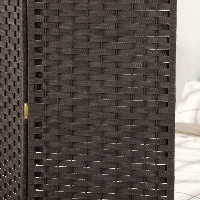 4-Panel Room Divider, Foldable Privacy Screen, Brown