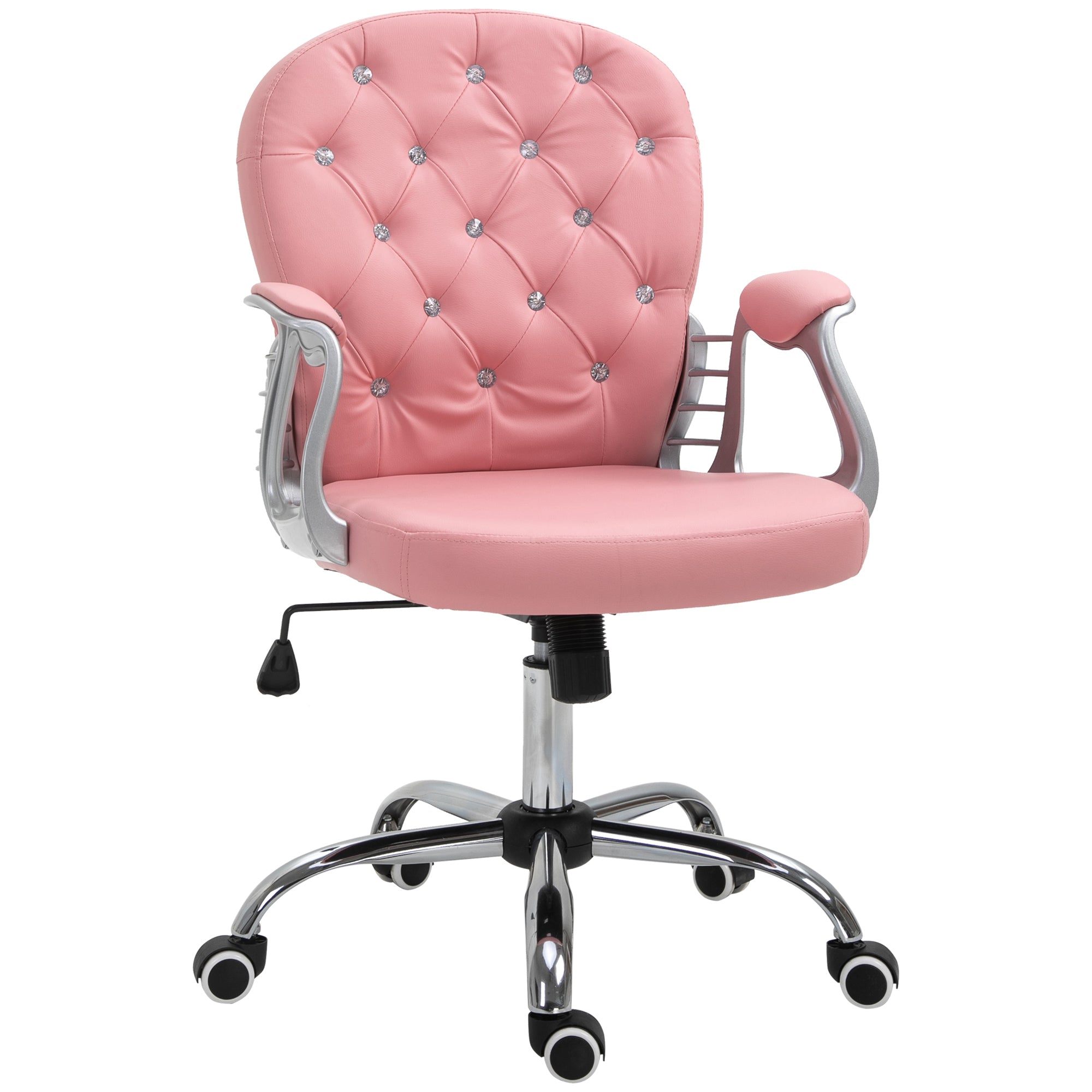 Executive Office Chair Ergonomically Padded Backrest Pink PU