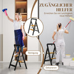Folding Stepladder 2-Step, Handle, Non-Slip, 150 kg, Aluminium Black