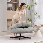 Swivel Lounge Chair with Wide Seat, Water-Repellent, Crossed Steel Legs, Light Grey
