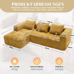 Sectional Sofa L-Shaped 3-Seater Chaise No Assembly Chenille Yellow