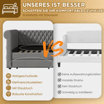 Vintage Upholstered Daybed 90x200cm with 2 Drawers, Grey Linen