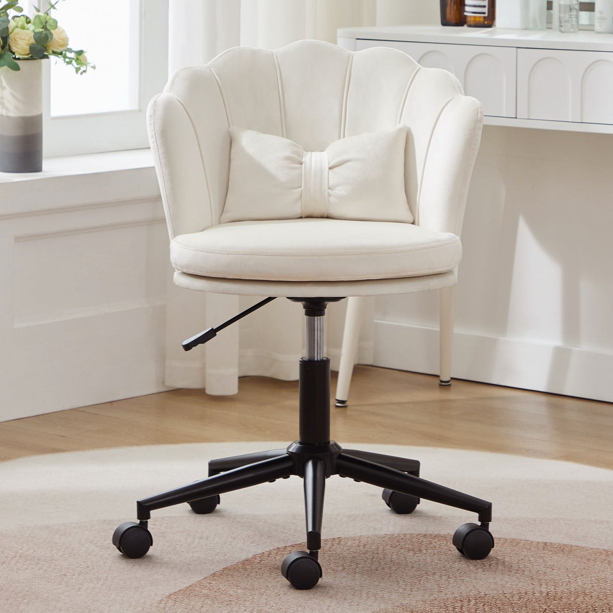 Dressing Office Chair, Petal Back Butterfly Lumbar Height Adjustable, Soft Cushion