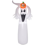 Halloween Inflatable Ghost, 1.8m with LEDs, White + Orange Polyester