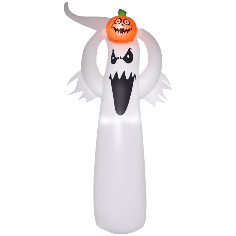 Halloween Inflatable Ghost, 1.8m with LEDs, White + Orange Polyester