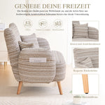 Modern Two-Seater Sofa with Armrest Cushions and Storage Bag, Loop Fabric