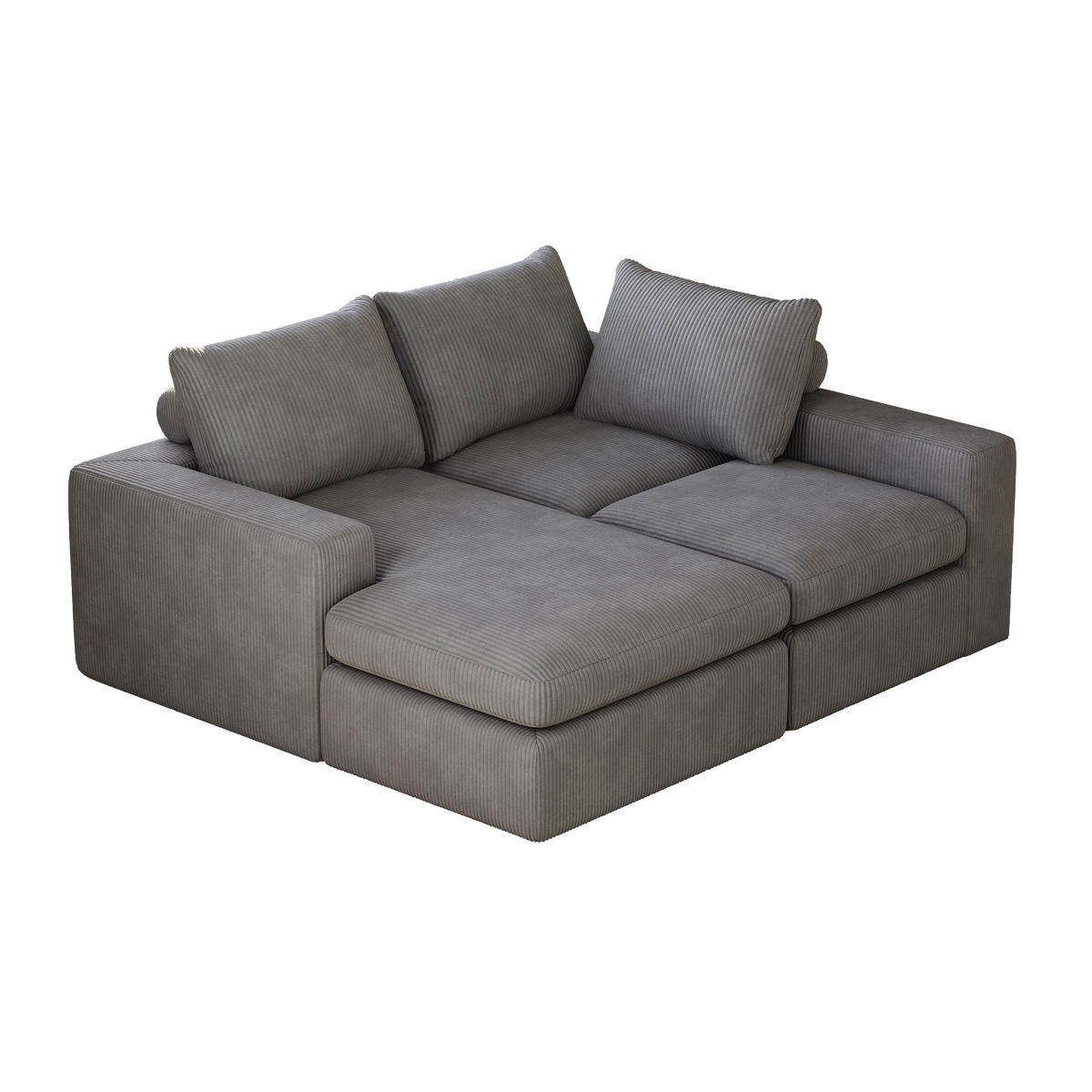 Boneless Couch with Chaise, L-shaped Modern Upholstered Corduroy