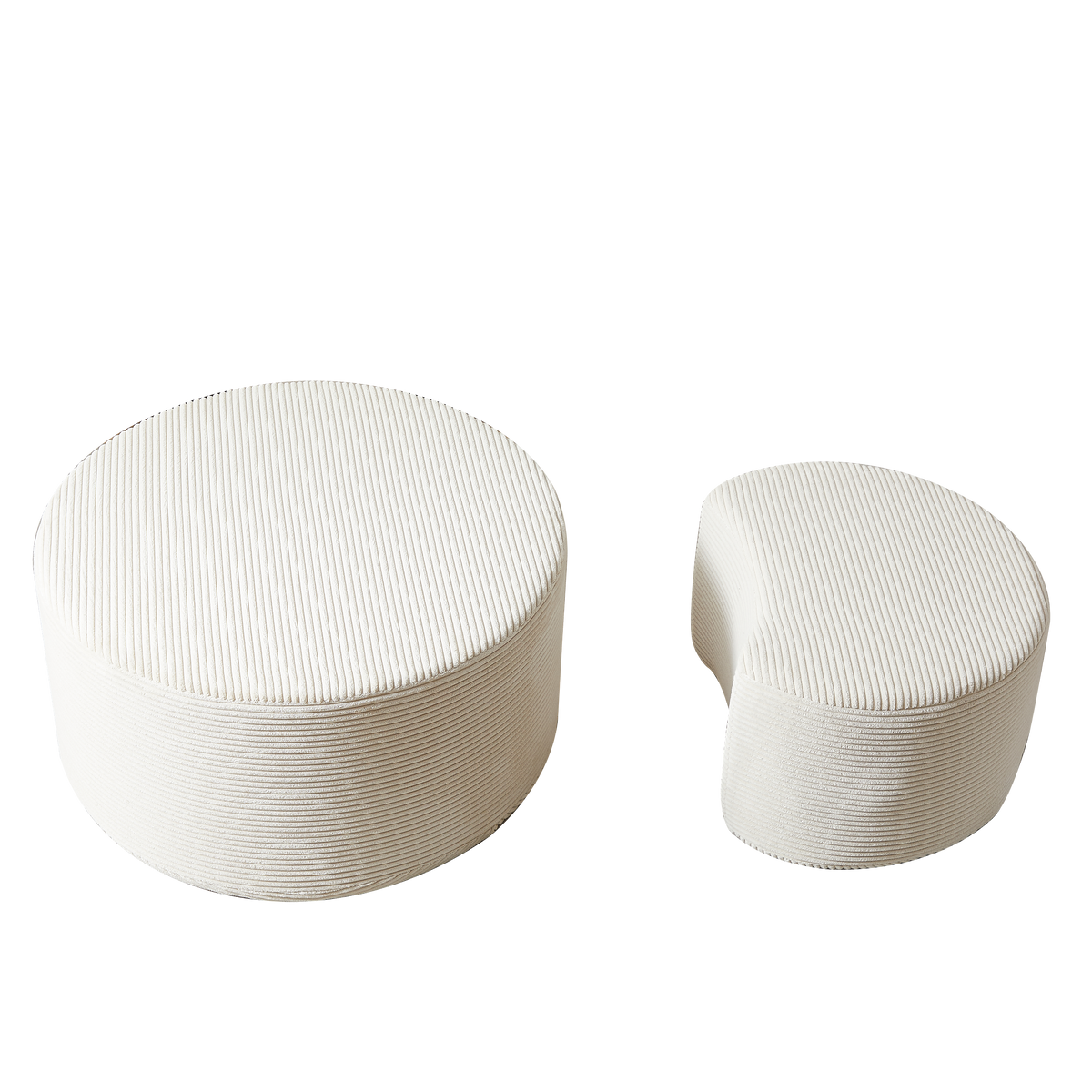 Coffee Table Set, 2-Piece Upholstered Round for Living Room, Foam