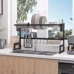 Dish Rack, Modular Dish Holder, Metal, Black
