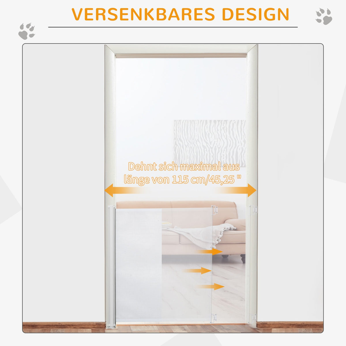 Stair Gate Extendable Door Safety Partition White PVC