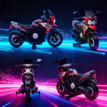 Electric Kids Motorcycle with Training Wheels, Lights and Music, Red