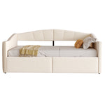 Upholstered Single Sofa Bed 90x200cm Hydraulic Storage Armrests Striped - Velvet Beige