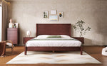 Platform Bed with Headboard and Slatted Base, 160x200cm, Brown