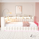 Upholstered Sofa Bed 90x200cm Hydraulic Storage LED USB Ports Beige Velvet