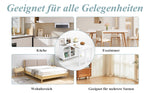 Buffet Sideboard Folding Extendable Top Rotating Glass Wave Doors - White