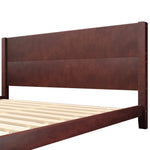 Platform Bed with Headboard and Slatted Base, 180x200cm, Brown Wood