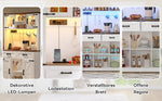Bar Cabinet Buffet LED Sockets Barn Door 2 Drawers - White