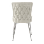 Dining Chair, Set of 4, Luxurious Lounge Chair with Silver Metal Legs, Beige Velvet