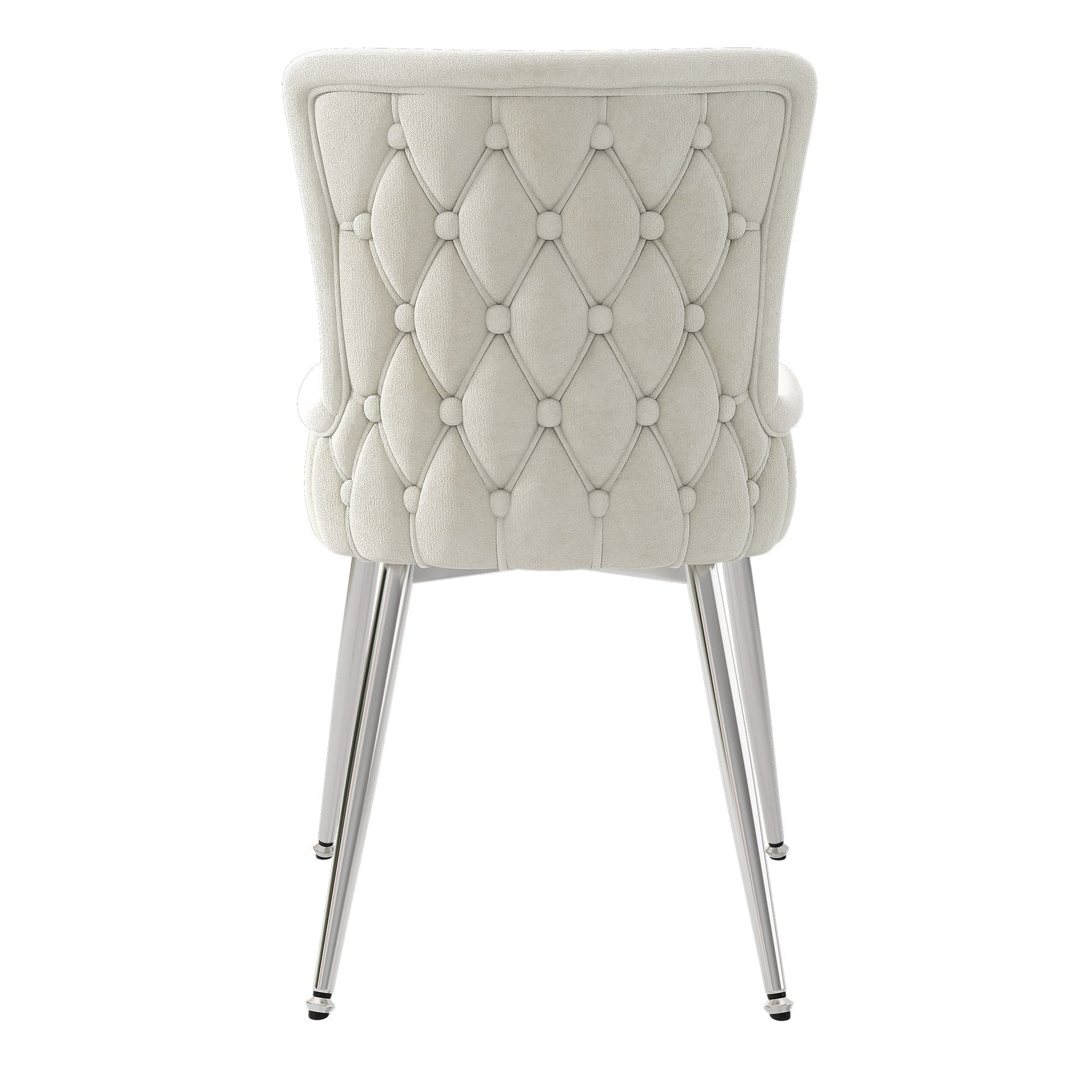 Velvet Dining Chair, Set of 6 Luxurious Lounge Chairs with Silver Metal Legs, Beige