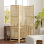 Folding Screen 3-Part Room Divider PP Rattan, Natural