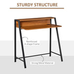 Desk Computer Table, Storage & Cable Management, Metal Walnut