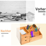 Desk organizer office storage box with 2 drawers, natural