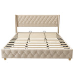 Upholstered Bed 180x200cm with Headboard Light Beige Velvet