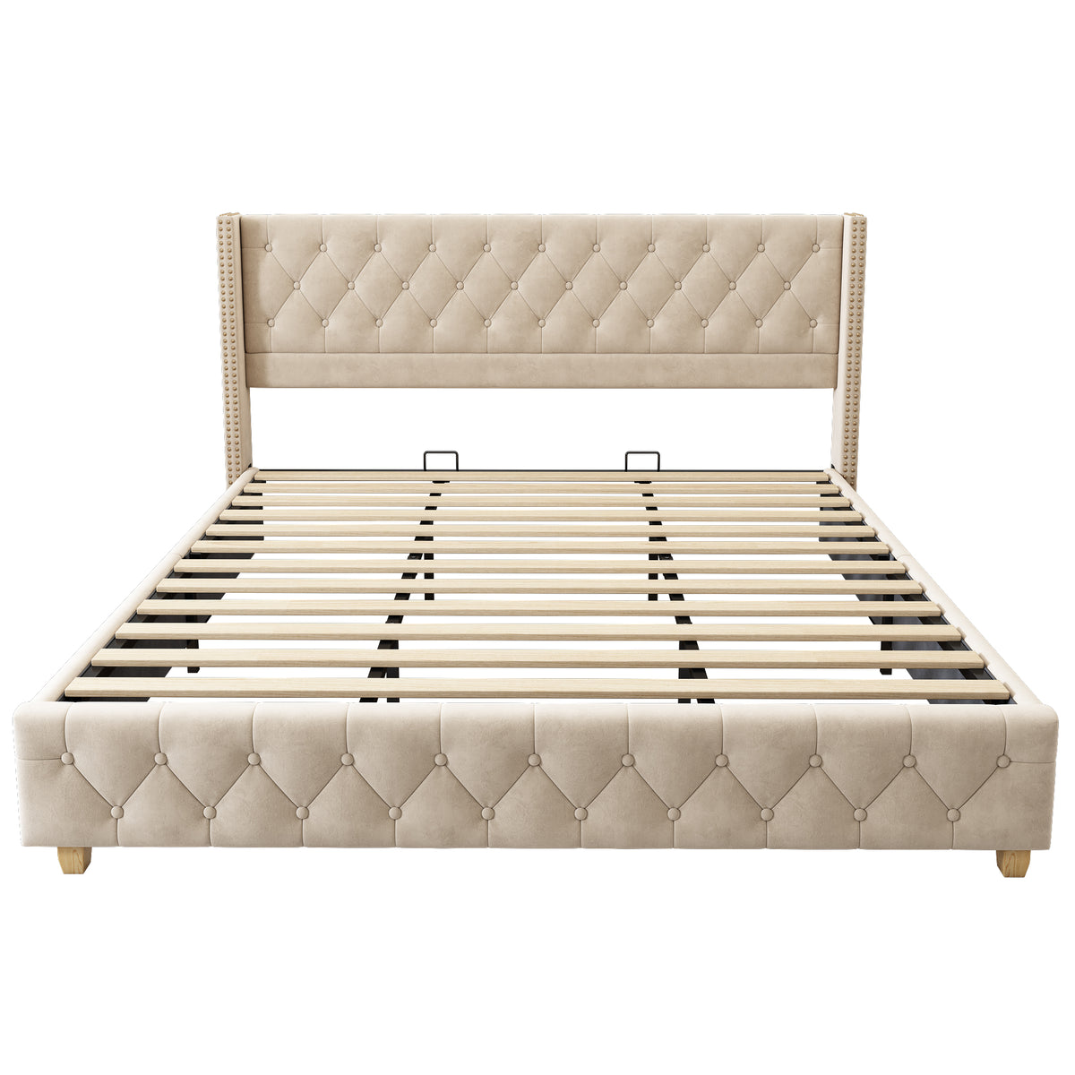 Upholstered Bed 180x200cm with Headboard Light Beige Velvet