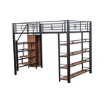 Loft Bed 140*200, Safety Stairs, Storage, Wardrobe, Shelves, Black