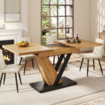 Extendable Dining Table with Internal Leaves and Seats 4-6, Wood Grain Finish