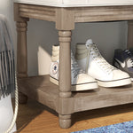 Shoe Bench, Padded Seat, Shoe Rack, Cream
