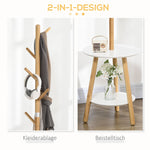 Coat Rack, 5 Hooks, Side Table, 171cm, Natural White