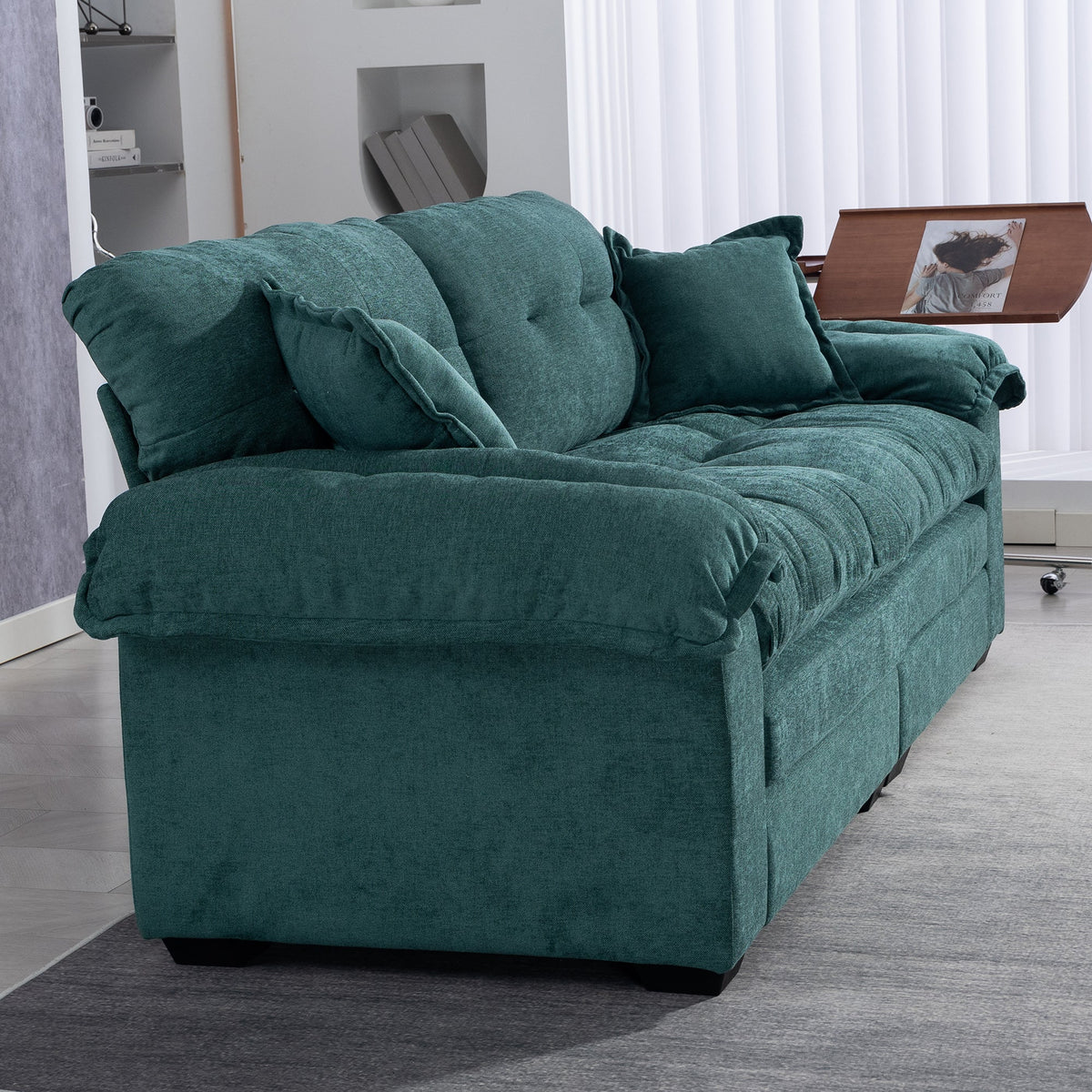 213 cm Deep Two-Seater Sofa with Memory Foam and Pocket Springs, Chenille