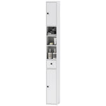 Slim Bathroom Cabinet, 3 Open Compartments, Adjustable Shelf, White