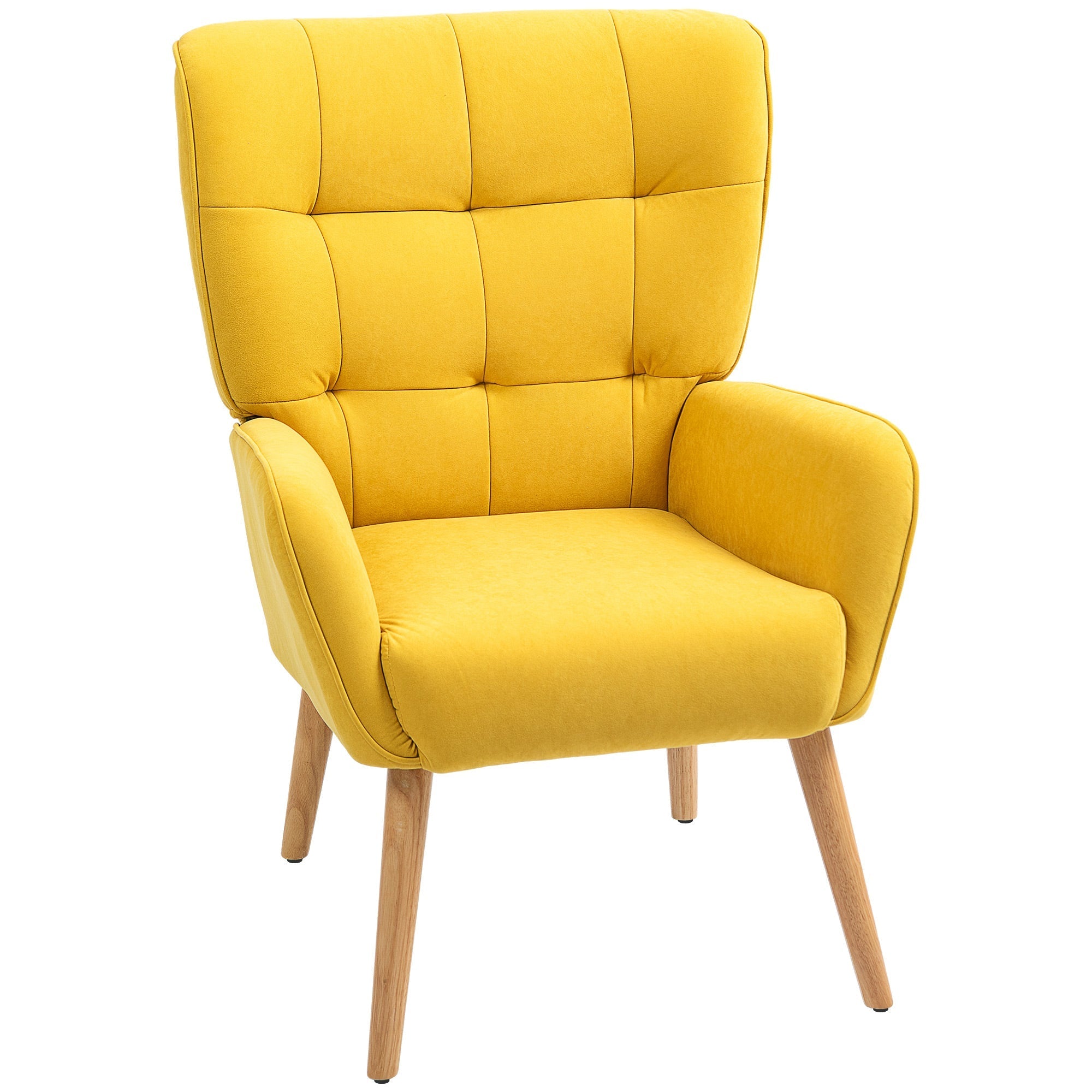 Armchair Lounge Relaxing Reading Upholstered Velvet Yellow