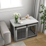Dog Cage, Lockable Sliding Door, for Large Dogs, Grey